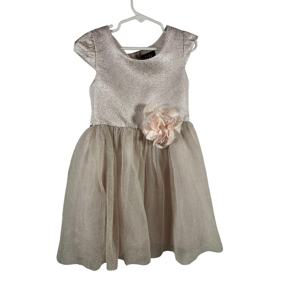 Lilt Party Dress Size 5 Pink Metallic Shimmer Tulle Flower‎ Accent Girls